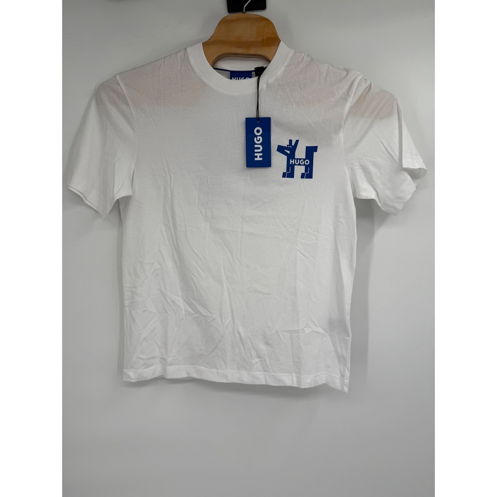 Hugo White‎ Blue Noladogg T-Shirt Graphic Short Sleeve New Sz S Men's